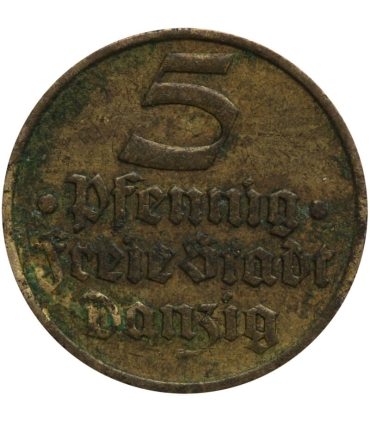 Wolne Miasto Gdańsk 5 Fenigów 1932, dorsz