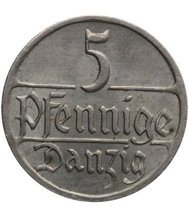 Wolne Miasto Gdańsk, 1928, 5 fenigów, stan 3+