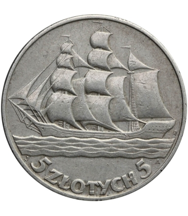 5 zł Żaglowiec 1936, stan 3