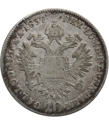 10 krajcarów 1837 Ferdynand I, mennica Wiedeń, srebro, Austro-Węgry