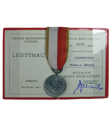 Medal 40-lecia Polski Ludowej + etui + legitymacja