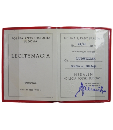 Medal 40-lecia Polski Ludowej + etui + legitymacja