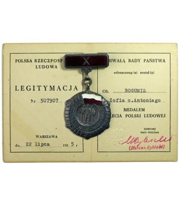 Odznaczenie, medal X LAT PRL 1944-1954 w etui + legitymacja