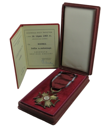 Srebrny krzyż zasługi PRL 1965 + legitymacja + pudełko