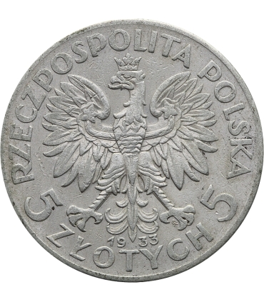 5 złotych głowa kobiety 1933, stan 3