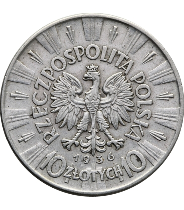 10 złotych Józef Piłsudski 1936, stan 3+