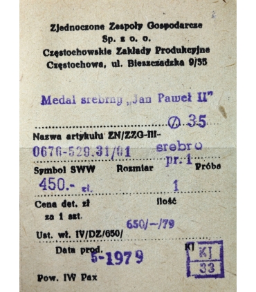 Medal Jan Paweł II 1979, Veritas, srebro Ag 925, 35 mm, etui i metka