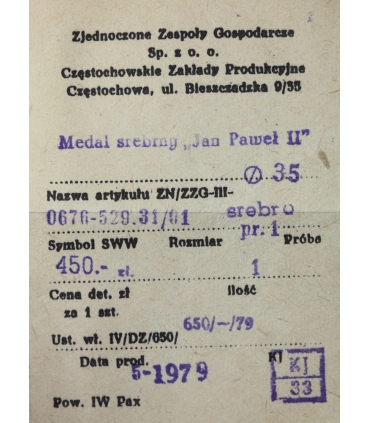 Medal Jan Paweł II 1979, Veritas, srebro Ag 925, 35 mm, etui i metka