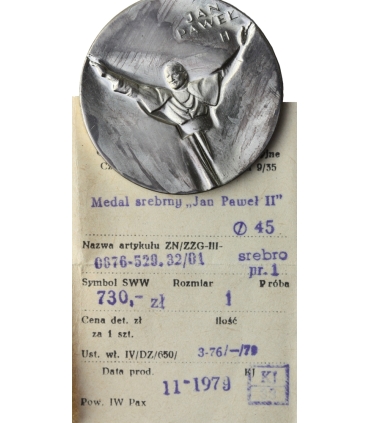 Medal Jan Paweł II URBI ET ORBI, VERITAS, 1979 – 45 mm, srebro, etui i metka