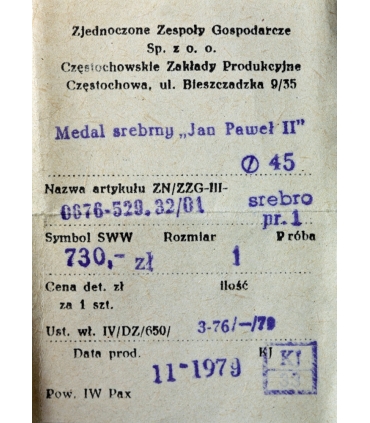 Medal Jan Paweł II URBI ET ORBI, VERITAS, 1979 – 45 mm, srebro, etui i metka