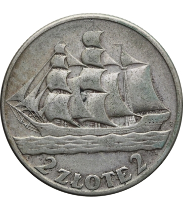 2 zł Żaglowiec 1936, stan 3