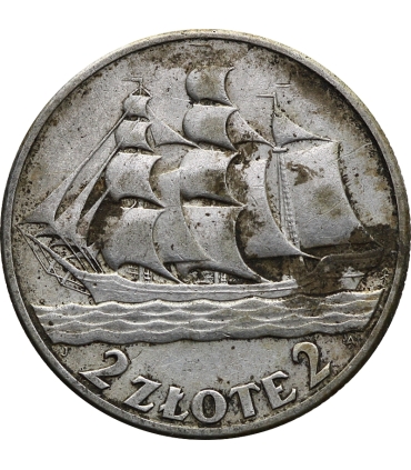 2 zł Żaglowiec 1936, stan 3