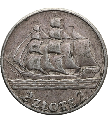2 zł Żaglowiec 1936, stan 3