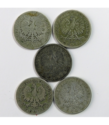LOT 11 x 2 złote głowa kobiety 1932, 1933, 1934