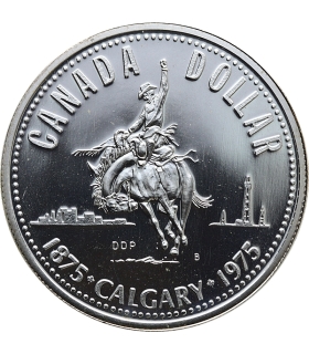 Kanada, 1 dolar 1975, 100 lat Calgary, srebro