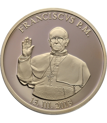 Medal okolicznościowy Watykan 2013 Papież Franciszek pozłacany, kapsuła, certyfikat