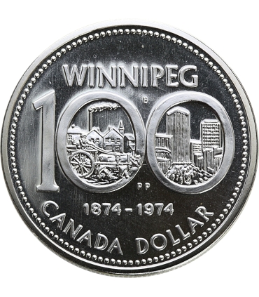 Kanada 1 Dolar - 100 Lat Winnipeg 1975 r srebro, certyfikat
