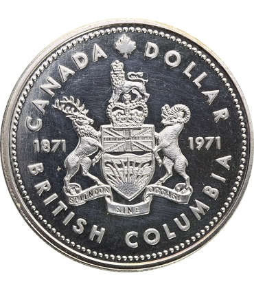 Kanada 1 dolar, 1971, 100 lat Kolumbii brytyjskiej, srebro