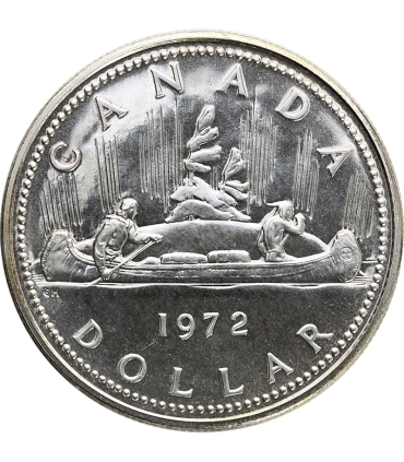 Kanada 1 dolar, 1972, Indiańskie Canoe, srebro