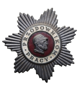 Odznaka „Przodownikom Pracy” PRL, wersja srebrzona, Mennica Państwowa, nakrętka