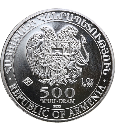 Armenia 500 dram Arka Noego 2015, srebro Ag999, certyfikat