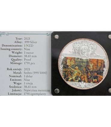 Niue 1 Dolar Konstytucja 3 Maja 1791 – 2021, srebro 999 Ag, 1 uncja, etui, certyfikat