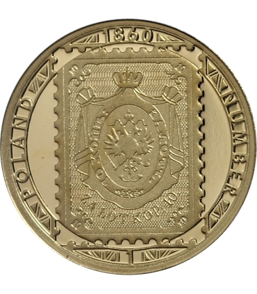 5 dolarów Niue Pierwszy polski znaczek 1860 , 2022, złoto 999 Au, 3,11g, etui, certyfikat