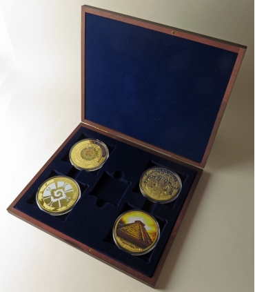 Zestaw 4 medali – Kultura Majów: Kalendarz, Wacah Chan, Hunab Ku, Chichen Itza