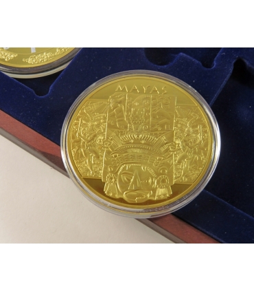 Zestaw 4 medali – Kultura Majów: Kalendarz, Wacah Chan, Hunab Ku, Chichen Itza