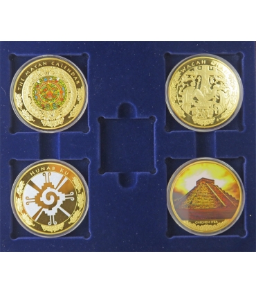 Zestaw 4 medali – Kultura Majów: Kalendarz, Wacah Chan, Hunab Ku, Chichen Itza