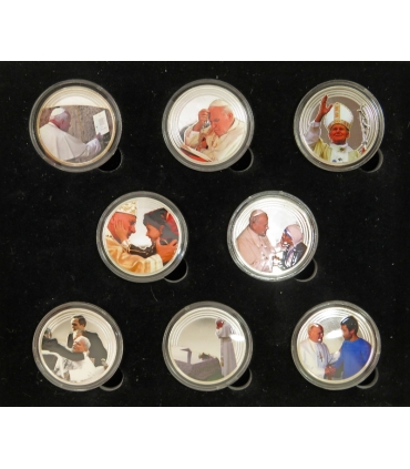 Zestaw 8 medali VIII Błogosławieństw Świętego Jana Pawła II, certyfikat, etui