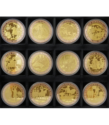 Zestaw 48 szt. medali - Bóg Honor Ojczyzna – Dzieje Narodu Polskiego, platerowane złotem, kapsle, etui