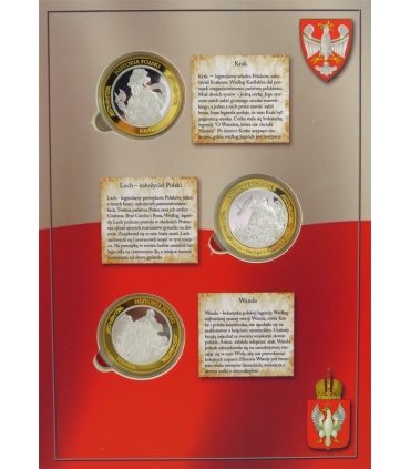 Zestaw 6 medali Historia Polski – platerowane, etui