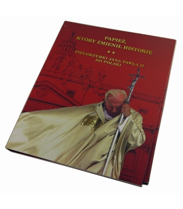 Zestaw medali „Papież, który zmienił historię – Pielgrzymki Jana Pawła II do Polski”, 7 szt., pozłacane, etui, certyfikat