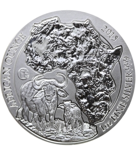 Rwanda 50 franków, 2015 Bawół, Srebro, Ag999, certyfikat