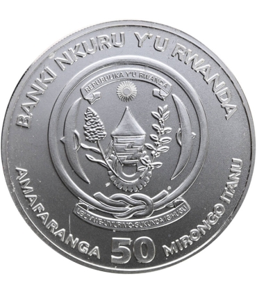 Rwanda 50 franków, 2015 Bawół, Srebro, Ag999, certyfikat