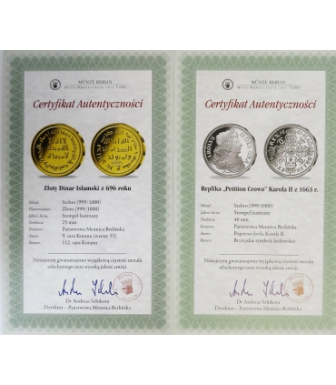 Legendarne monety świata - repliki - 22 szt. Ag999