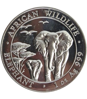 Somalia 100 szylingów, 2015 Fauna Afryki - słoń, Ag999, certyfikat