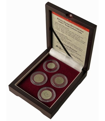 Zestaw - 4 x oryginalne srebro Rosja/ZSRR 1906–1929, etui, certyfikat