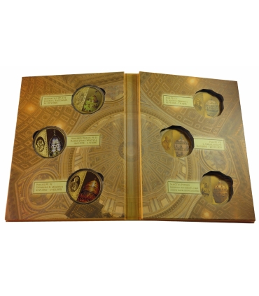 Zestaw „Tiara Papalis” – 3 medale platerowane, papież + tiara, etui kolekcjonerskie