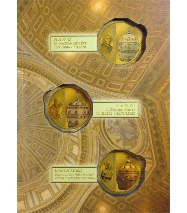 Zestaw „Tiara Papalis” – 3 medale platerowane, papież + tiara, etui kolekcjonerskie