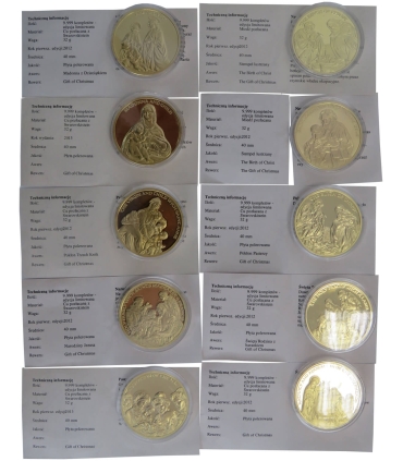 kolekcja 10 medali The Gift of Christmas – platerowanie złotem plus kryształy Svarowskiego