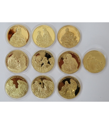 kolekcja 10 medali The Gift of Christmas – platerowanie złotem plus kryształy Svarowskiego