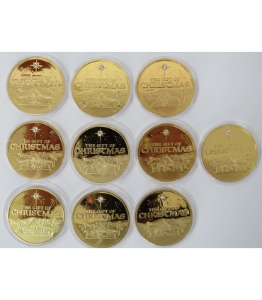 kolekcja 10 medali The Gift of Christmas – platerowanie złotem plus kryształy Svarowskiego