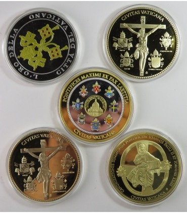 Zestaw 5 medali Watykan 70 mm – certyfikaty