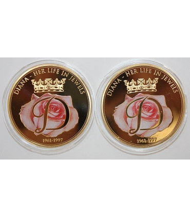 2 szt. x Medal Księżna Diana – Pierścionek zaręczynowy / Jej życie w klejnotach