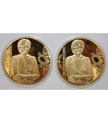 2 szt. x Medal Księżna Diana – Pierścionek zaręczynowy / Jej życie w klejnotach