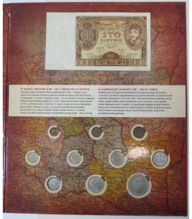 Monety II Rzeczypospolitej – zestaw kolekcjonerski 7 monet + z banknot 100 zł 1934,  certyfikat, etui