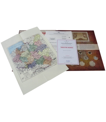 Monety II Rzeczypospolitej – zestaw kolekcjonerski 7 monet + z banknot 100 zł 1934,  certyfikat, etui