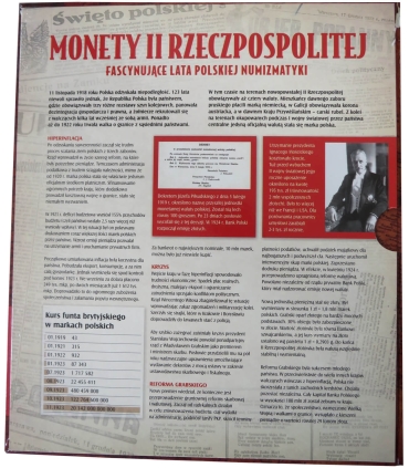 Monety II Rzeczypospolitej – zestaw kolekcjonerski 7 monet + z banknot 100 zł 1934,  certyfikat, etui